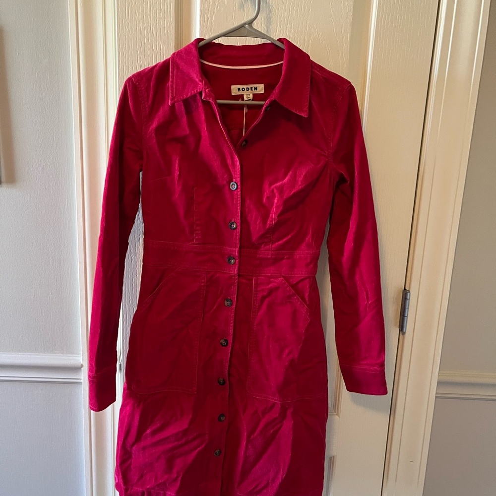 Boden Red Long Sleeve Dress